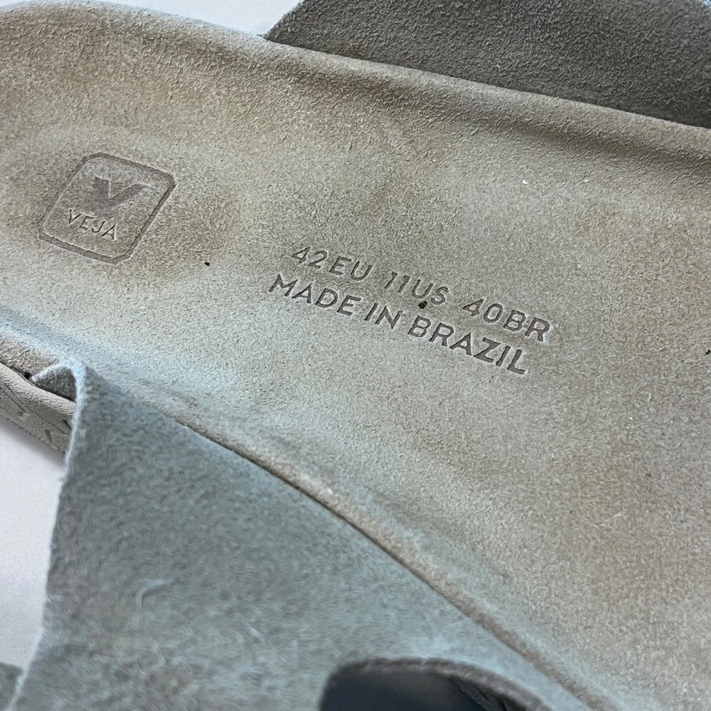 Veja Suede Slide‎ Sandals Taupe Beige Adjustable Straps Mens 11 US 42 EU Brazil